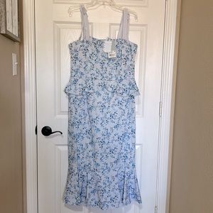 Robe En Soie ANTONIO MELANI Taille 6 - Imprimé Floral Rouge/Bleu - NEUVE Avec Étiquettes